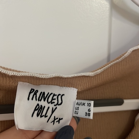 Princess Polly Leandra Long Sleeve Top Beige - Picture 3 of 4